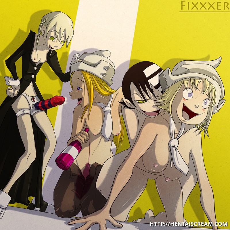 Soul Eater Xxx - Another hot drunk group sex scene featuring Maka Albarn and Thompson  sisters â€“ Soul Eater Hentai